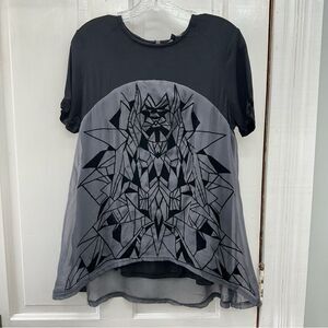 Miss me‎ black and gray blouse top shirt women's medium.